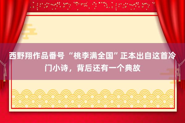 西野翔作品番号 “桃李满全国”正本出自这首冷门小诗，背后还有一个典故