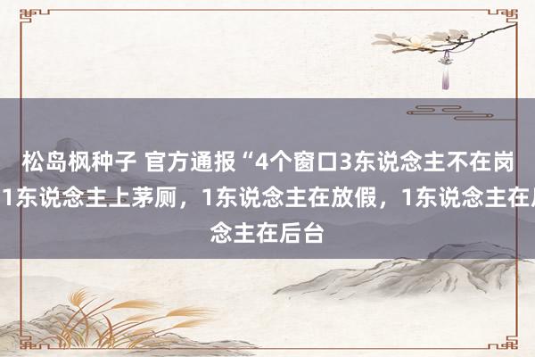 松岛枫种子 官方通报“4个窗口3东说念主不在岗”：1东说念主上茅厕，1东说念主在放假，1东说念主在后台