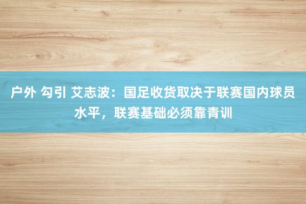 户外 勾引 艾志波：国足收货取决于联赛国内球员水平，联赛基础必须靠青训