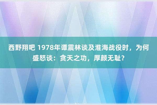 西野翔吧 1978年谭震林谈及淮海战役时，为何盛怒谈：贪天之功，厚颜无耻？