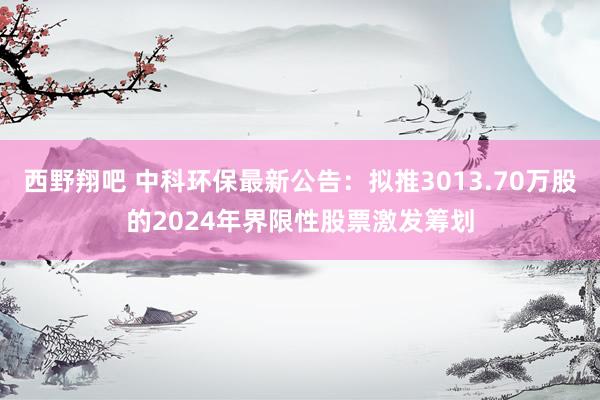 西野翔吧 中科环保最新公告：拟推3013.70万股的2024年界限性股票激发筹划