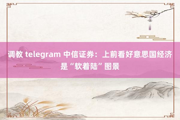 调教 telegram 中信证券：上前看好意思国经济是“软着陆”图景