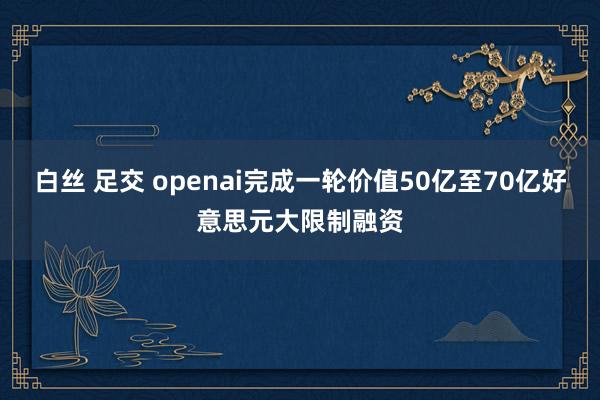 白丝 足交 openai完成一轮价值50亿至70亿好意思元大限制融资