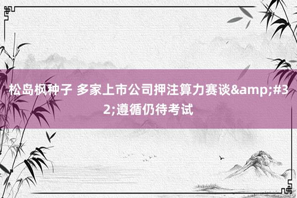 松岛枫种子 多家上市公司押注算力赛谈&#32;遵循仍待考试