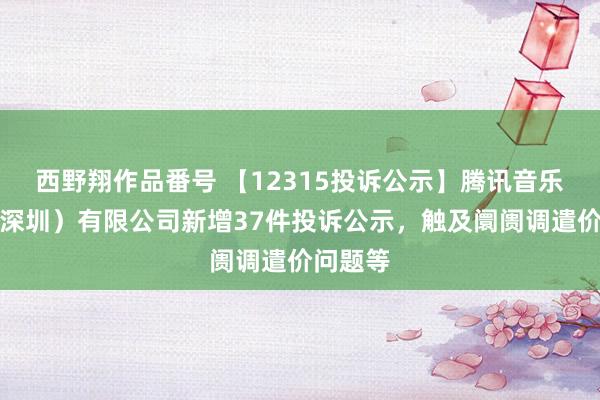 西野翔作品番号 【12315投诉公示】腾讯音乐文娱（深圳）有限公司新增37件投诉公示，触及阛阓调遣价问题等