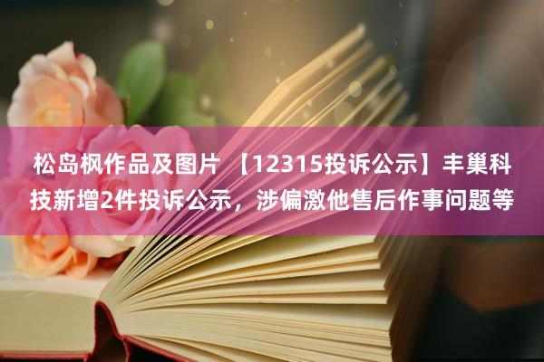 松岛枫作品及图片 【12315投诉公示】丰巢科技新增2件投诉公示，涉偏激他售后作事问题等