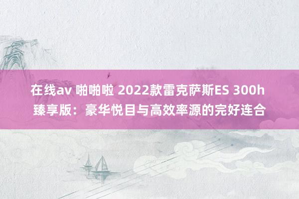 在线av 啪啪啦 2022款雷克萨斯ES 300h 臻享版：豪华悦目与高效率源的完好连合