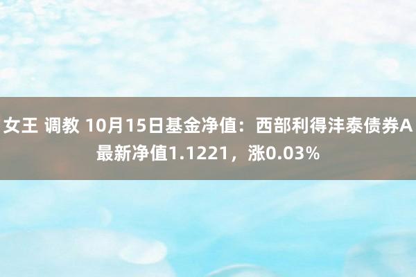 女王 调教 10月15日基金净值：西部利得沣泰债券A最新净值1.1221，涨0.03%