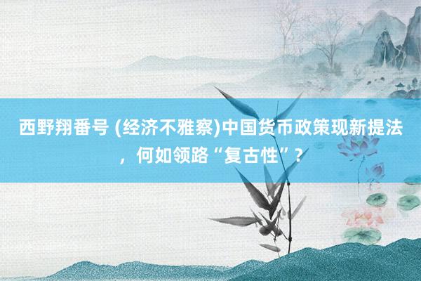 西野翔番号 (经济不雅察)中国货币政策现新提法，何如领路“复古性”？