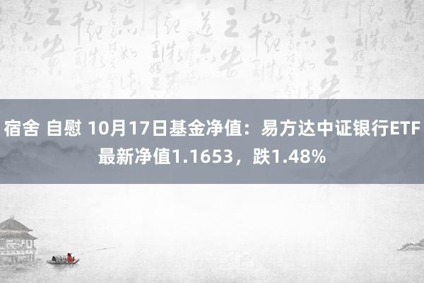 宿舍 自慰 10月17日基金净值：易方达中证银行ETF最新净值1.1653，跌1.48%