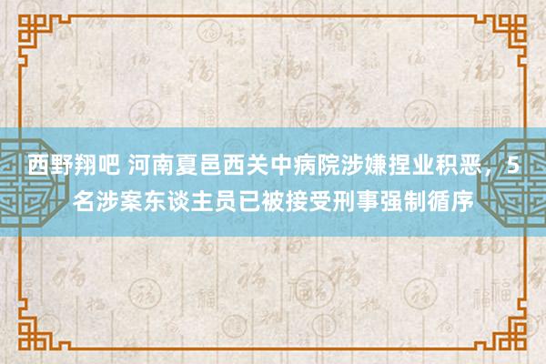 西野翔吧 河南夏邑西关中病院涉嫌捏业积恶，5名涉案东谈主员已被接受刑事强制循序