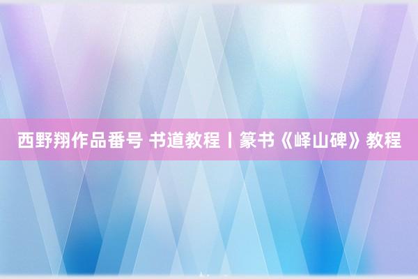 西野翔作品番号 书道教程丨篆书《峄山碑》教程