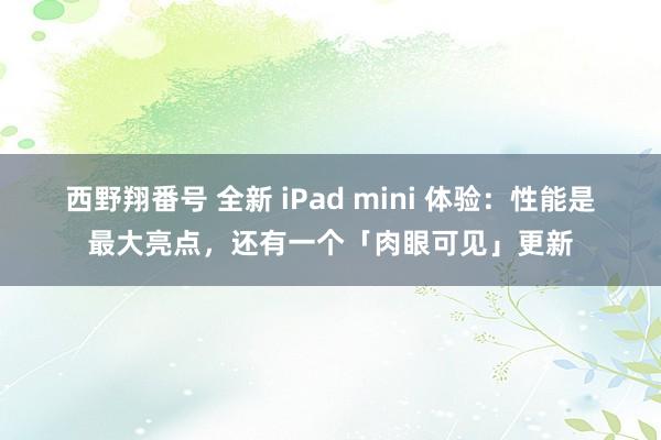 西野翔番号 全新 iPad mini 体验：性能是最大亮点，还有一个「肉眼可见」更新