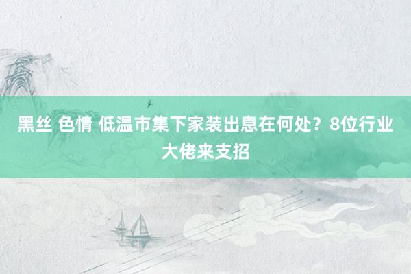 黑丝 色情 低温市集下家装出息在何处？8位行业大佬来支招