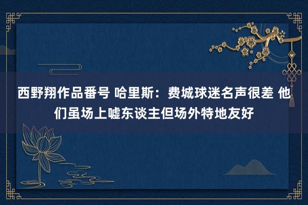 西野翔作品番号 哈里斯：费城球迷名声很差 他们虽场上嘘东谈主但场外特地友好