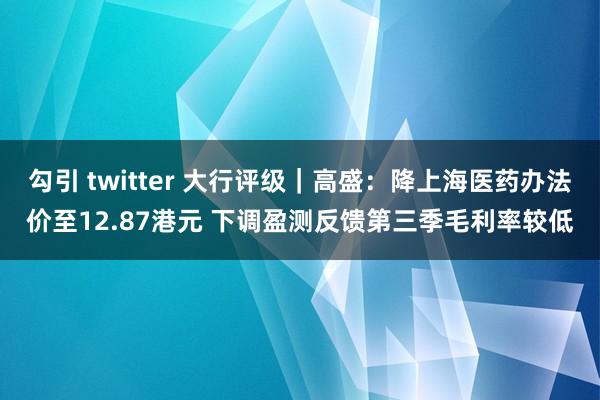 勾引 twitter 大行评级｜高盛：降上海医药办法价至12.87港元 下调盈测反馈第三季毛利率较低