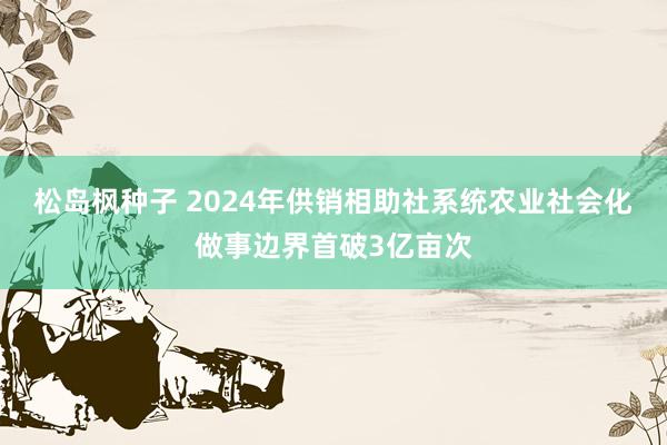 松岛枫种子 2024年供销相助社系统农业社会化做事边界首破3亿亩次